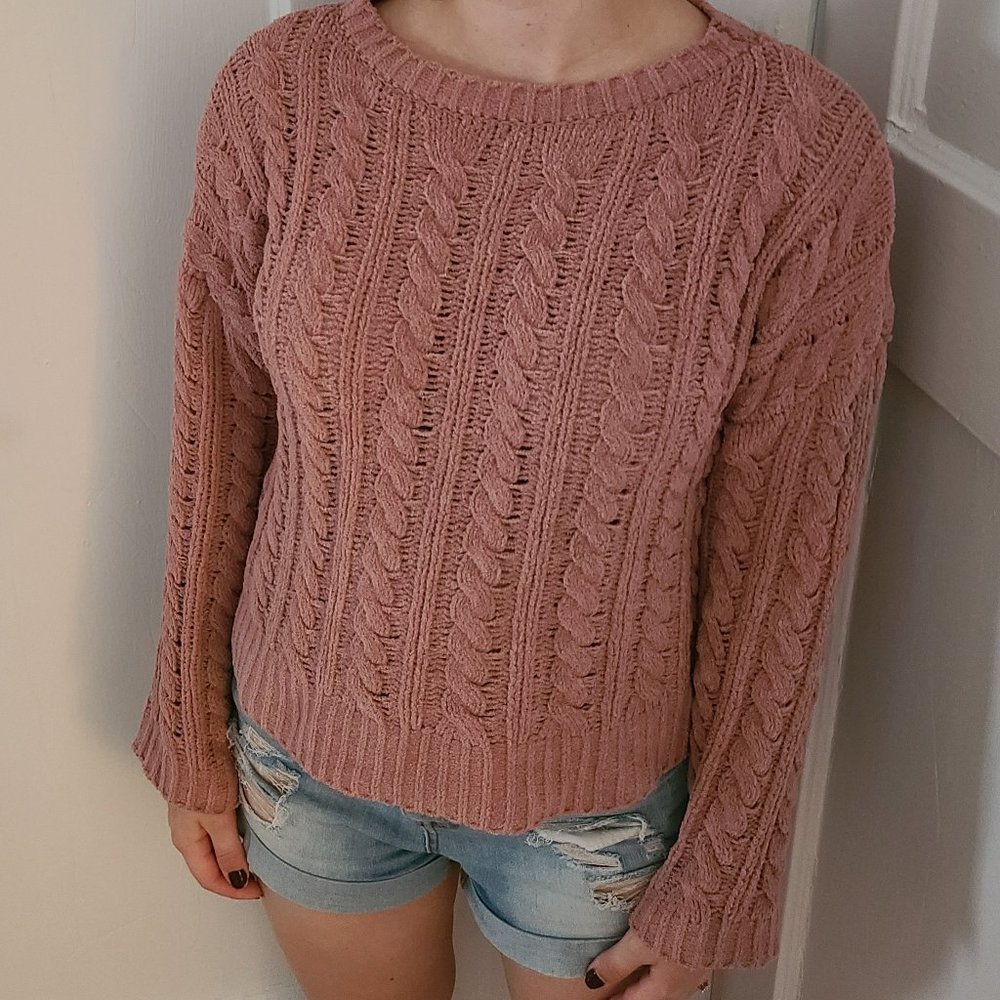 Philosophy Cozy Pink Knit Boat Neck Women's Sweater